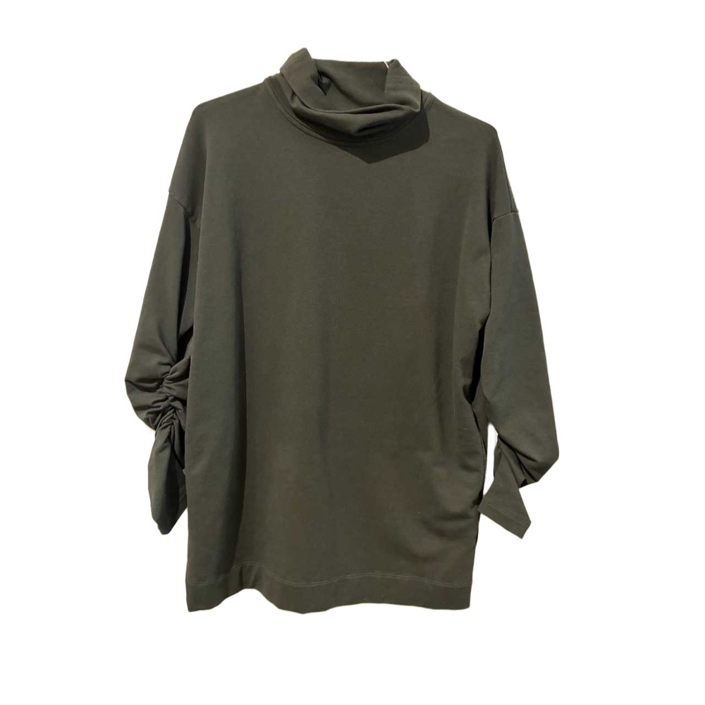 Glenda Bailey Peruvian‎ Connection Olive Green Ruched Sleeve Turtleneck Dress XS